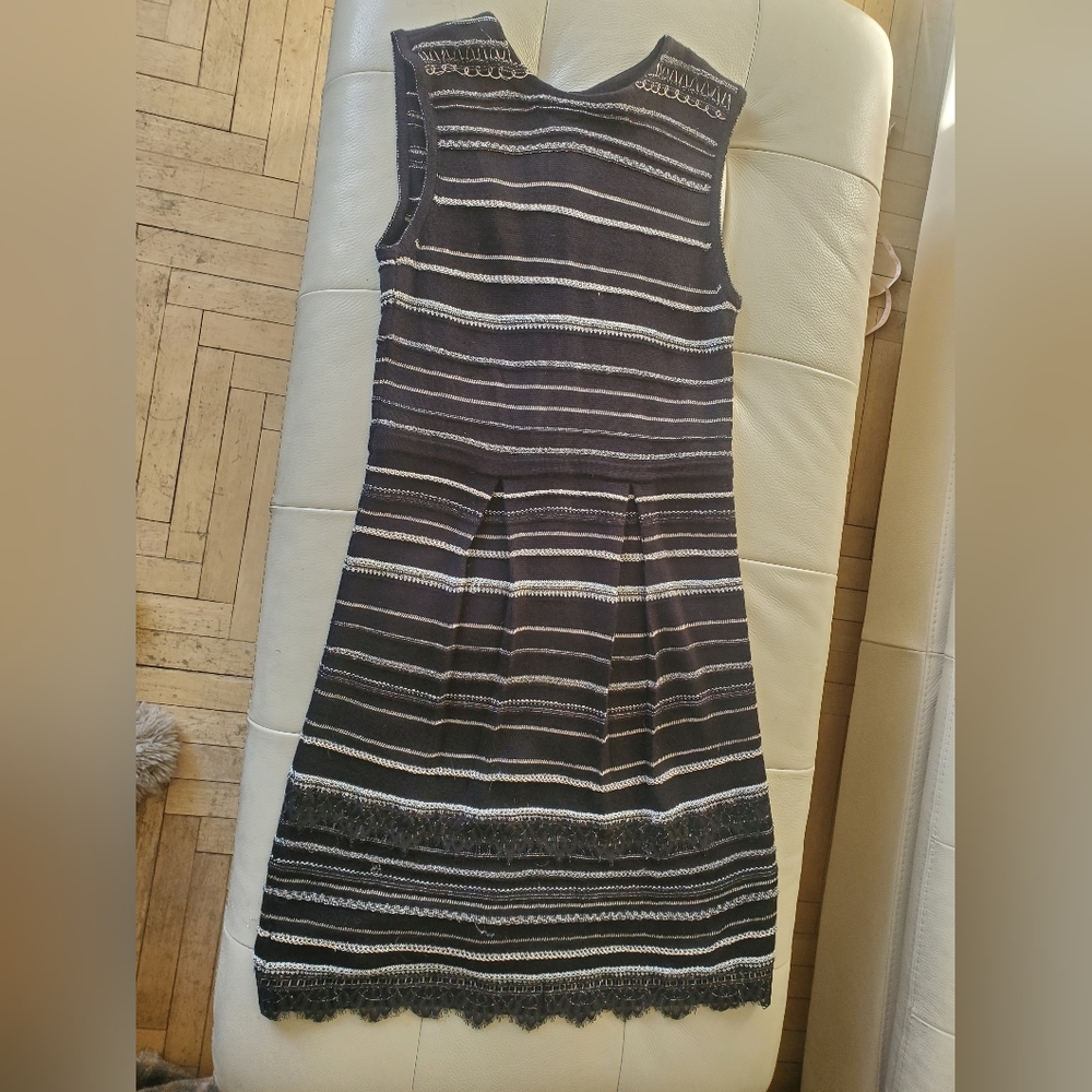Nanette Lepore wool blend black/silver sparkly party dress size S